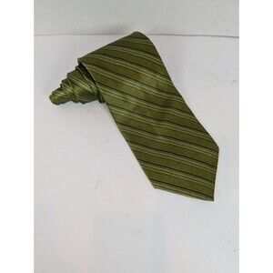 Bill Blass Black Label 100% Silk Tie Green Stripe Retro